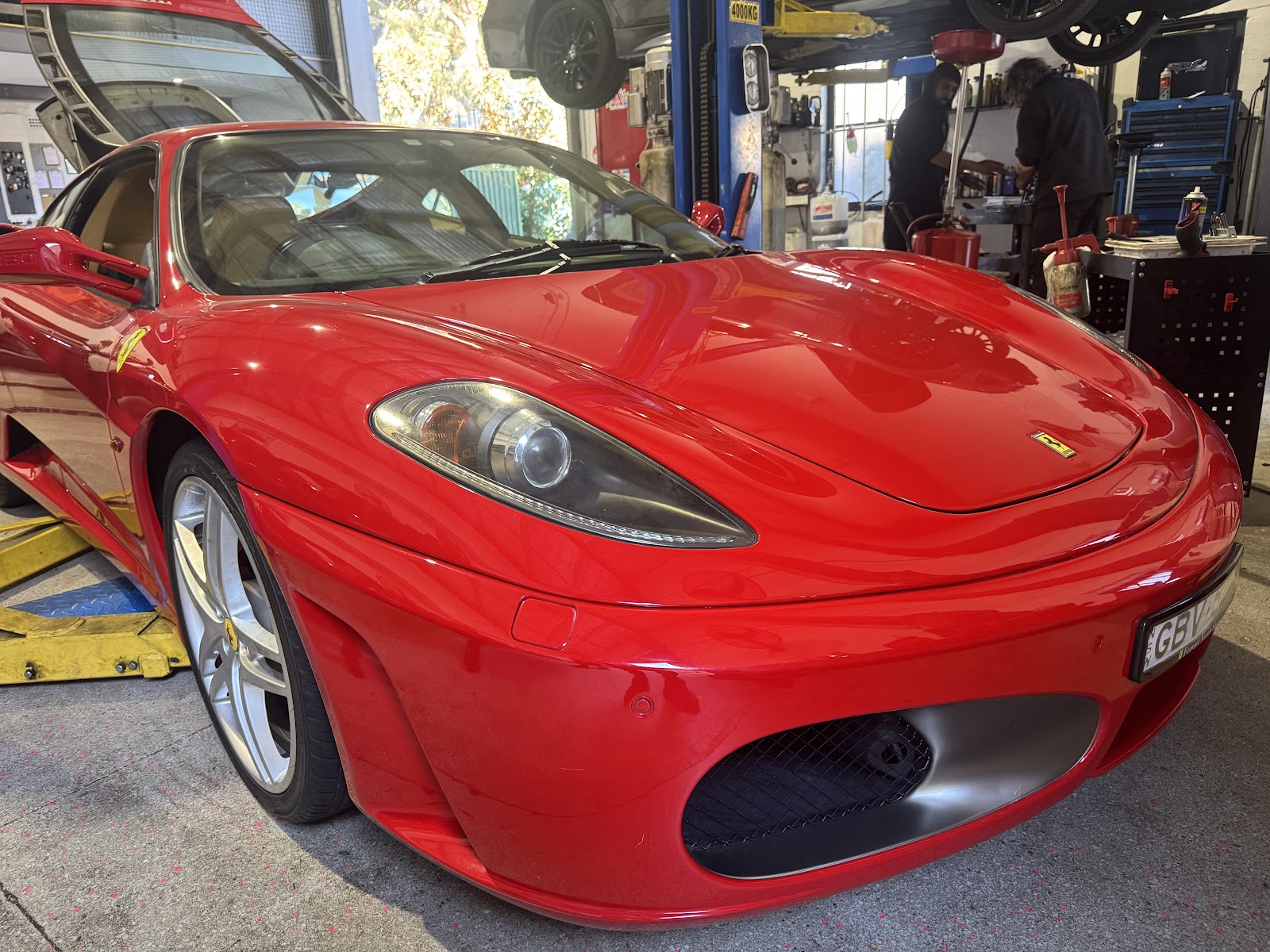 Ferrari F430 on the hoist